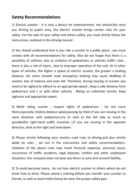 Safety Recommendations